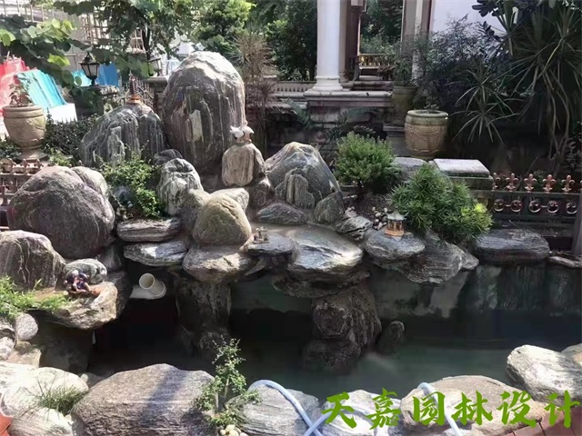 中山假山流水喷泉鱼池制作